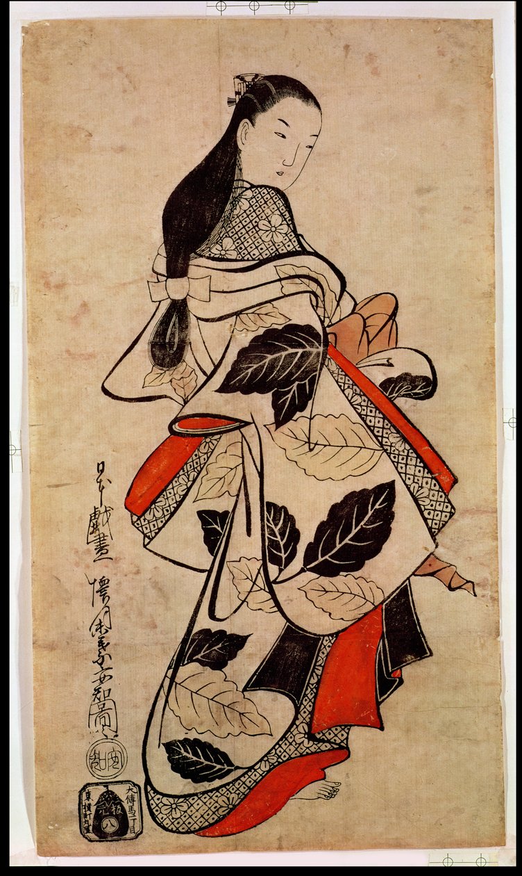المحظية الدائمة ، حانة. 1710 ، (حجم kakemono-e ، طباعة كتل خشبية ملونة باليد) بواسطة Kaigetsudo Anchi