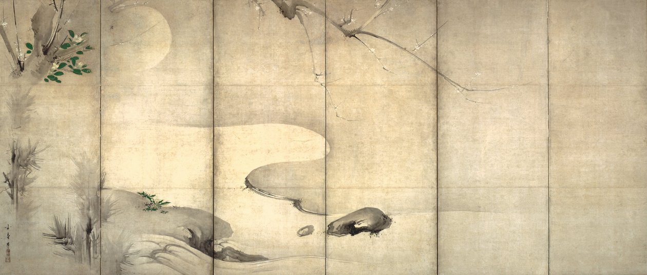 الصنوبر والبرقوق من ضوء القمر بواسطة Kaiho Yusho