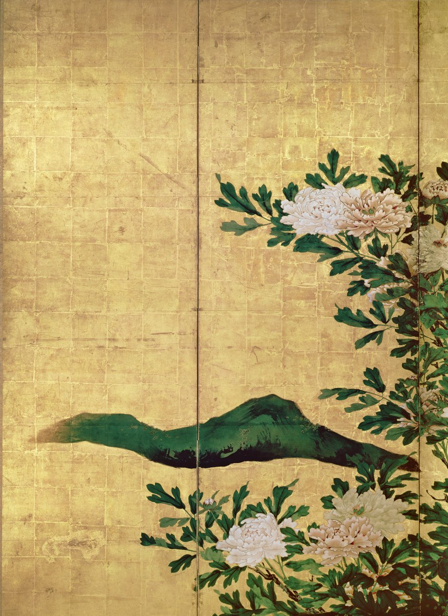تفاصيل الزهور (حبر ، ألوان وذهب على ورق) بواسطة Kaiho Yusho