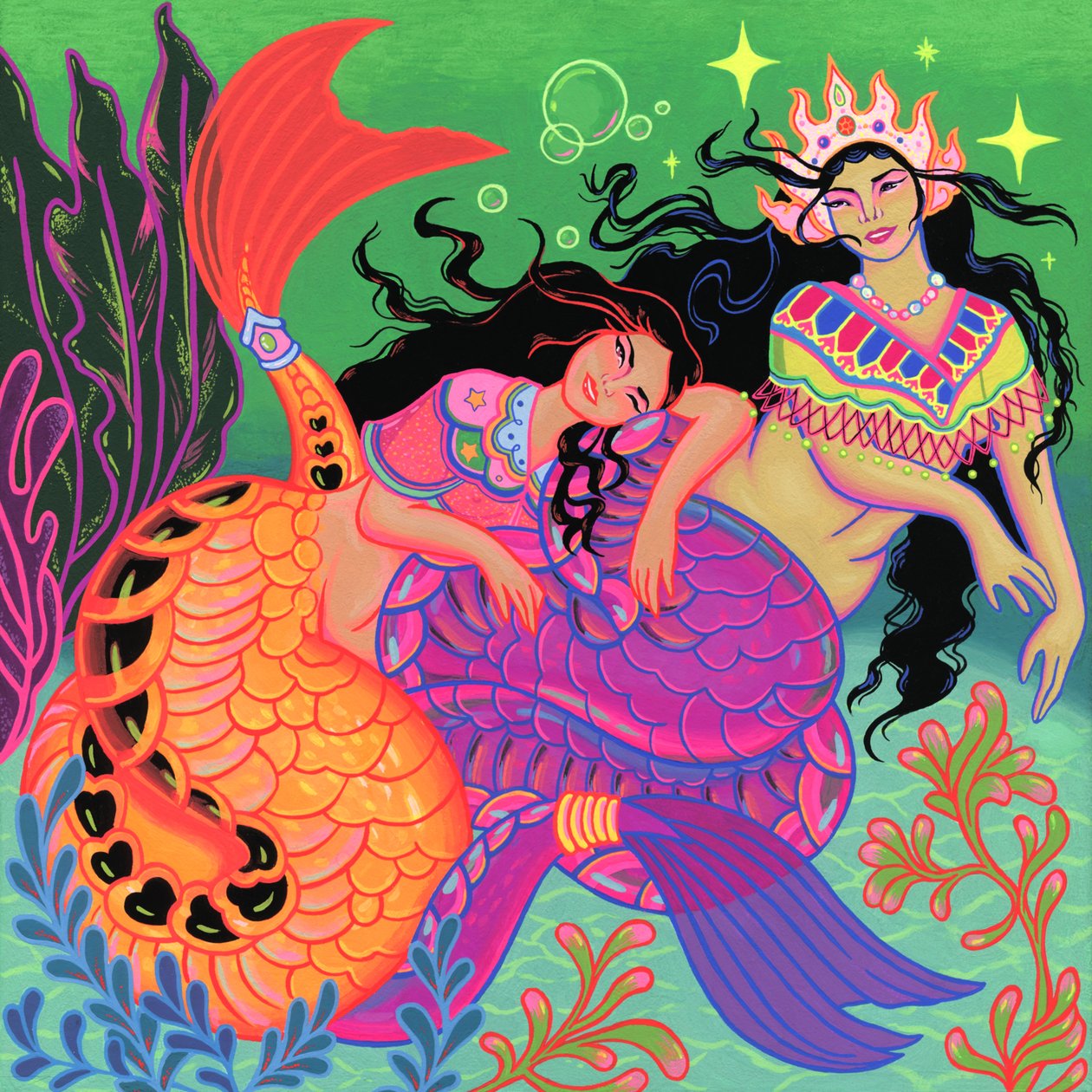 Sapphic Mermaids، 2020 (أكريليك على لوح) بواسطة جاء tsz