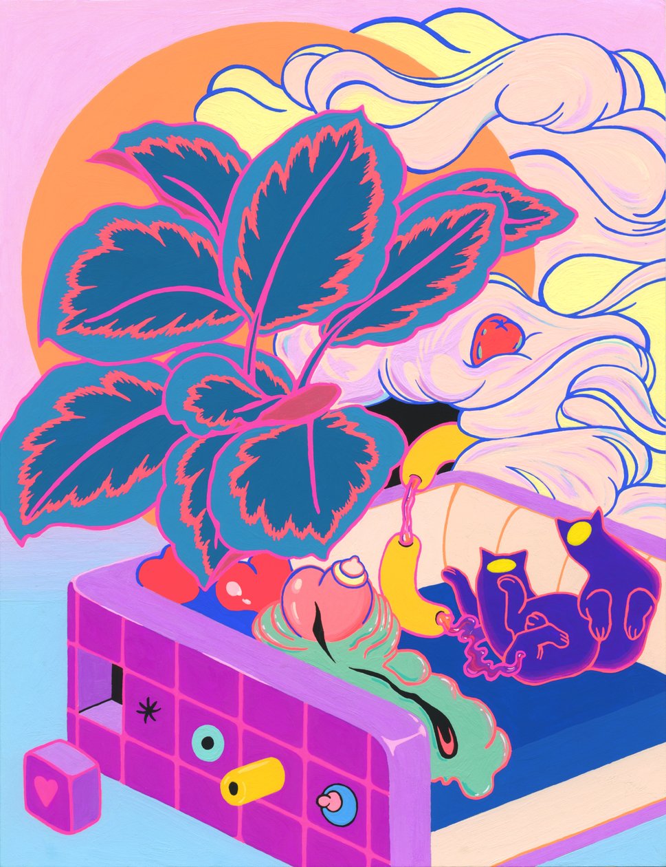 Two Bodies Orbit، 2019 (أكريليك على ورق) بواسطة جاء tsz