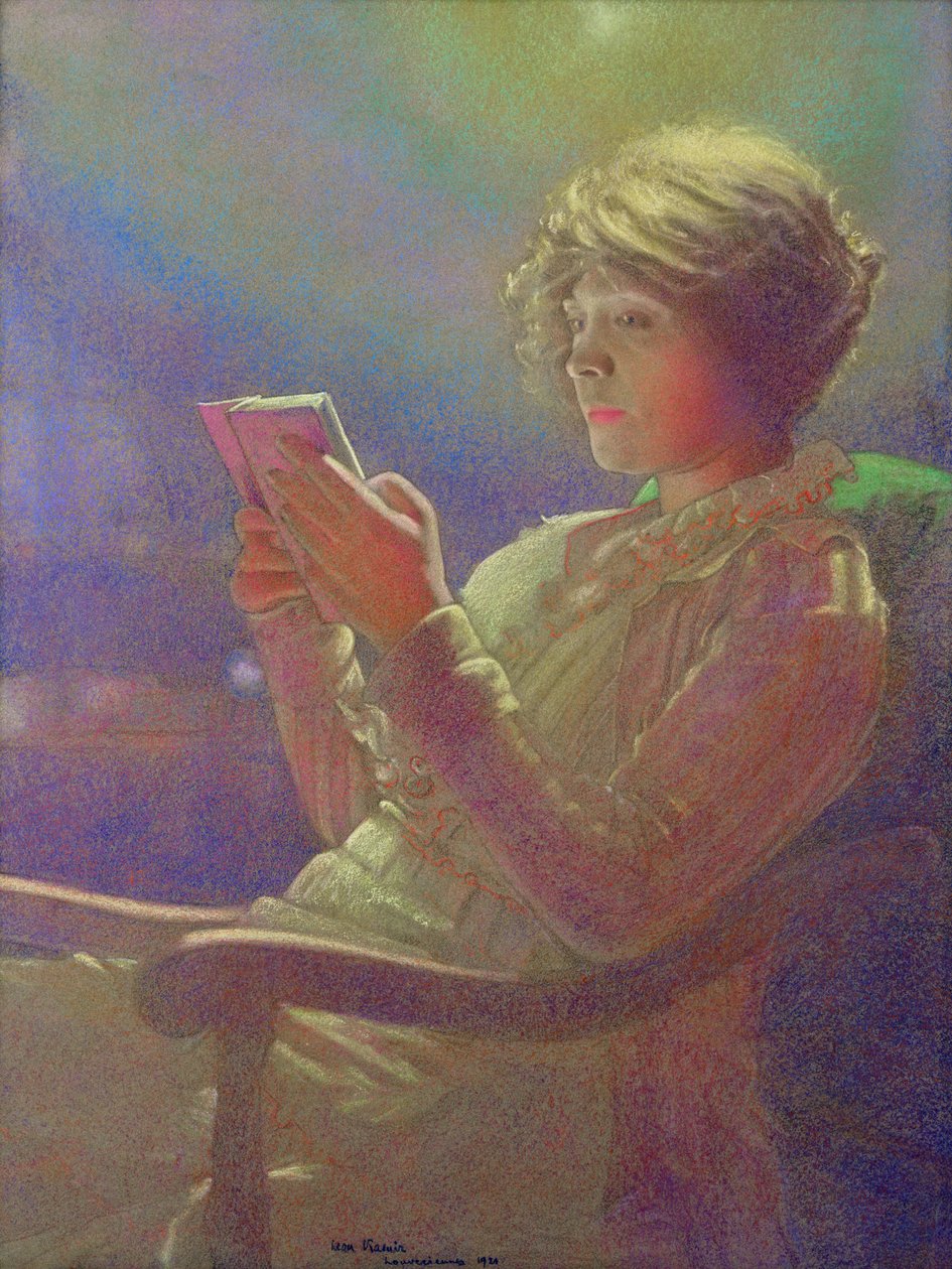 قراءة المرأة ، 1921 (باستيل على ورق) بواسطة Kamir Kaufman