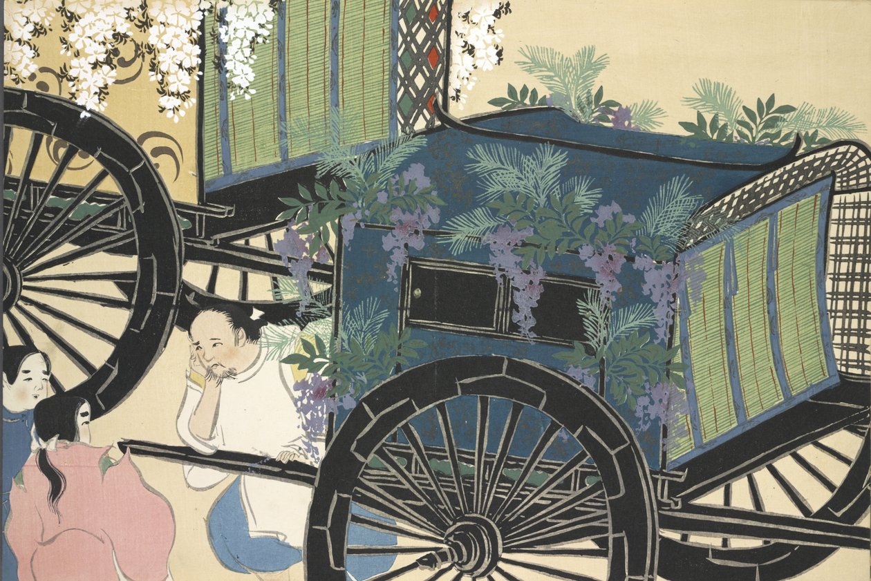 Hanazashi-guruma من Momoyo-gusa (The World of Things) Vol II ، pub.1909 (قطع خشبية ملونة) بواسطة Kamisaka Sekka