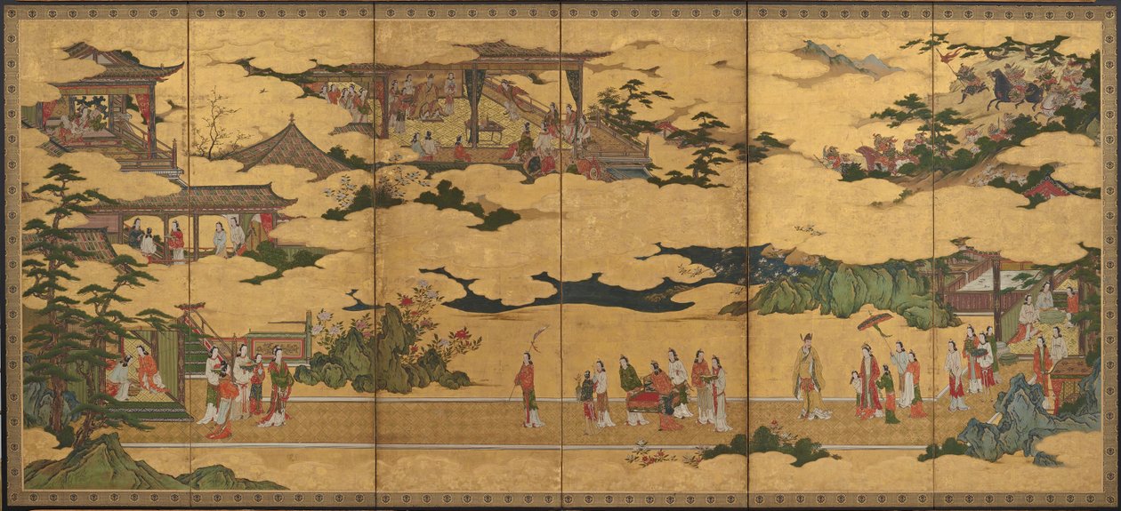 مشاهد من حياة إمبراطور Ming Huang و Yang Guifei (أحد الزوجين مع F1901.20) بواسطة كانو ميتسونوبو