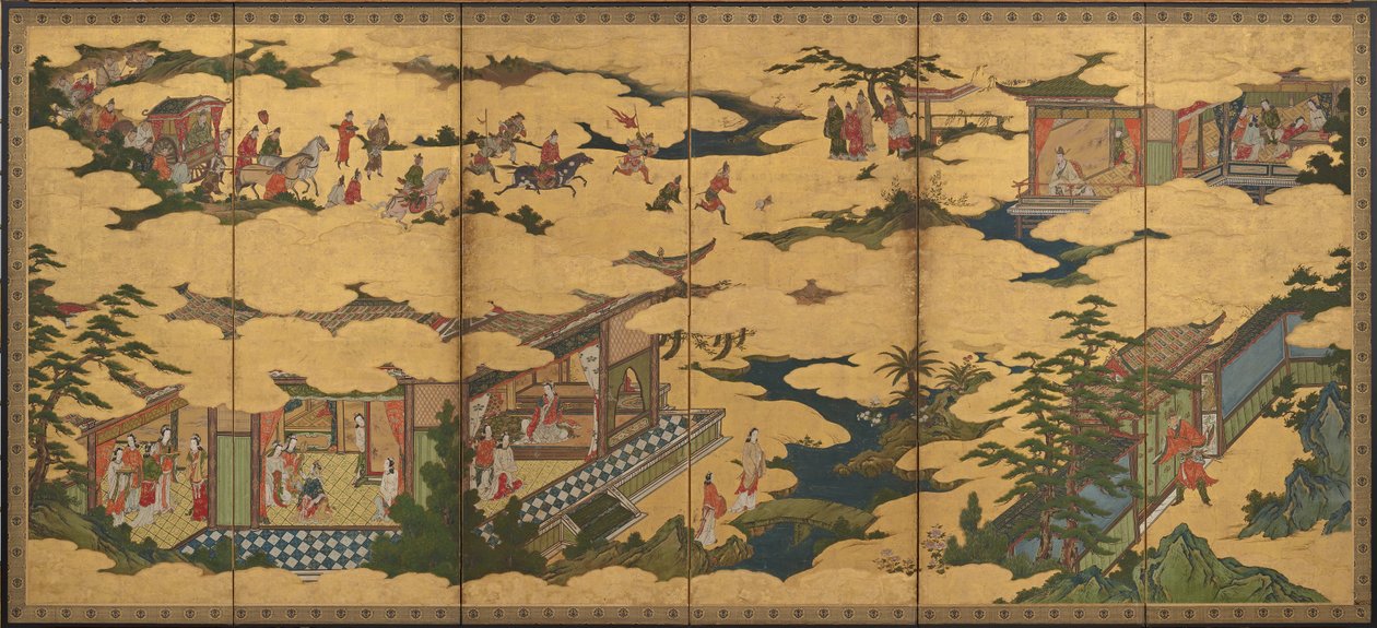 مشاهد من حياة Ming Huang Emperor و Yang Guifei (أحد الزوجين مع F1901.21) بواسطة كانو ميتسونوبو
