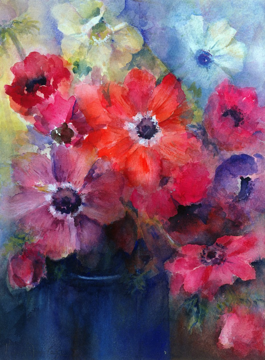 Caen Anemones في إبريق أزرق بواسطة كارين أرميتاج