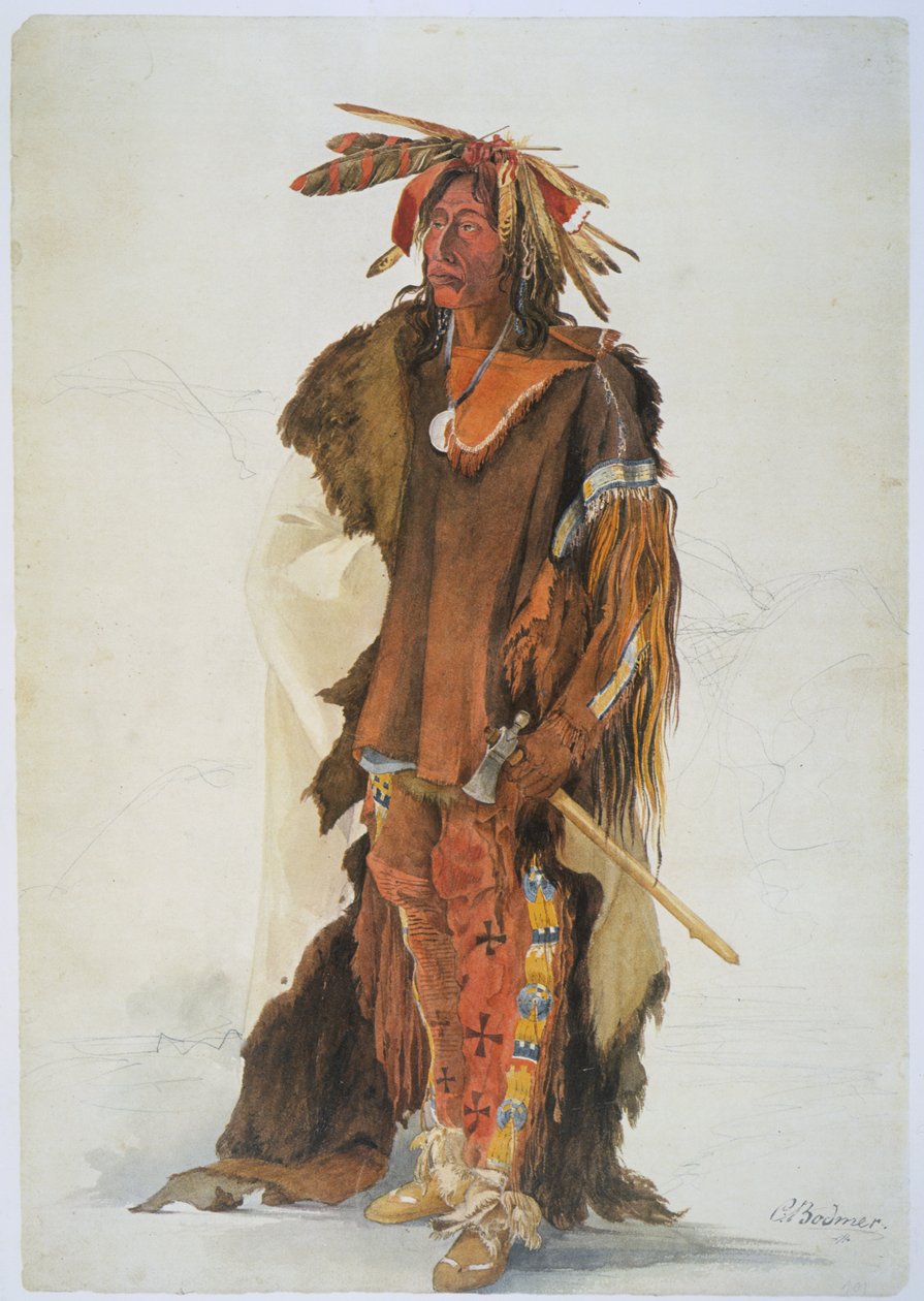 Wahk-ta-Ge-Li ، محارب Sioux (قلم رصاص ، قلم رصاص ومرحاض على ورق) بواسطة كارل بودمر