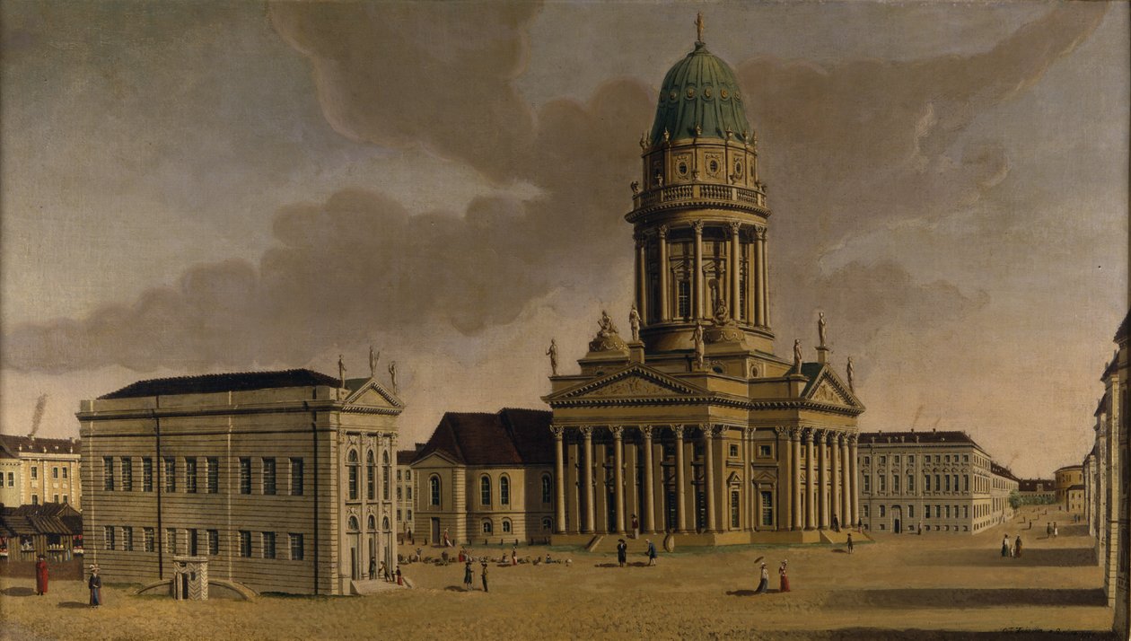ال Gendarmenmarkt مع المسرح الفرنسي والكاتدرائية ، برلين ، 1788 بواسطة كارل فريدريش فيشيلم