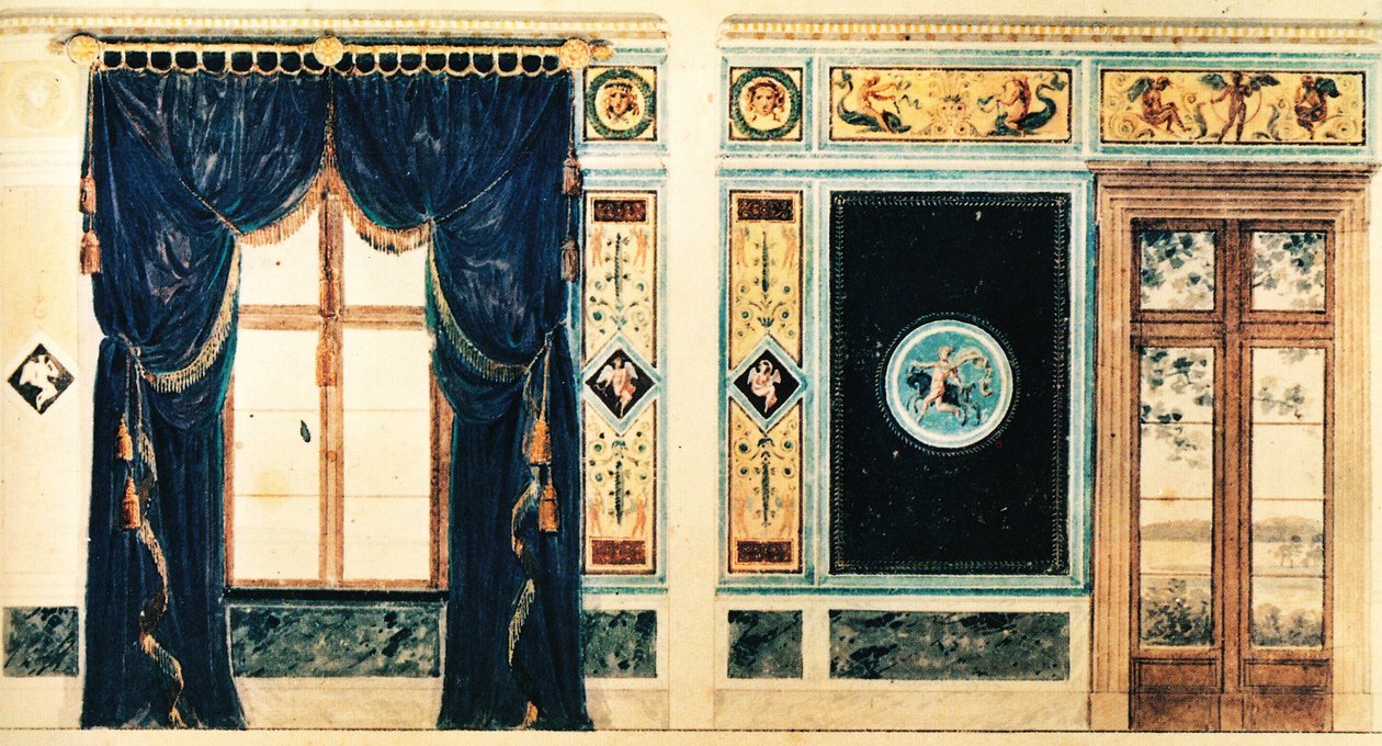 تصميم لوحة Schinkel للغرفة الجنوبية لكازينو Klein-Glienicke ، 1824 بواسطة كارل فريدريش شينكل