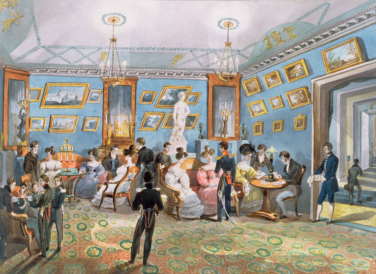 غرفة رسم المجتمع ، c.1830 بواسطة كارل إيفانوفيتش كولمان