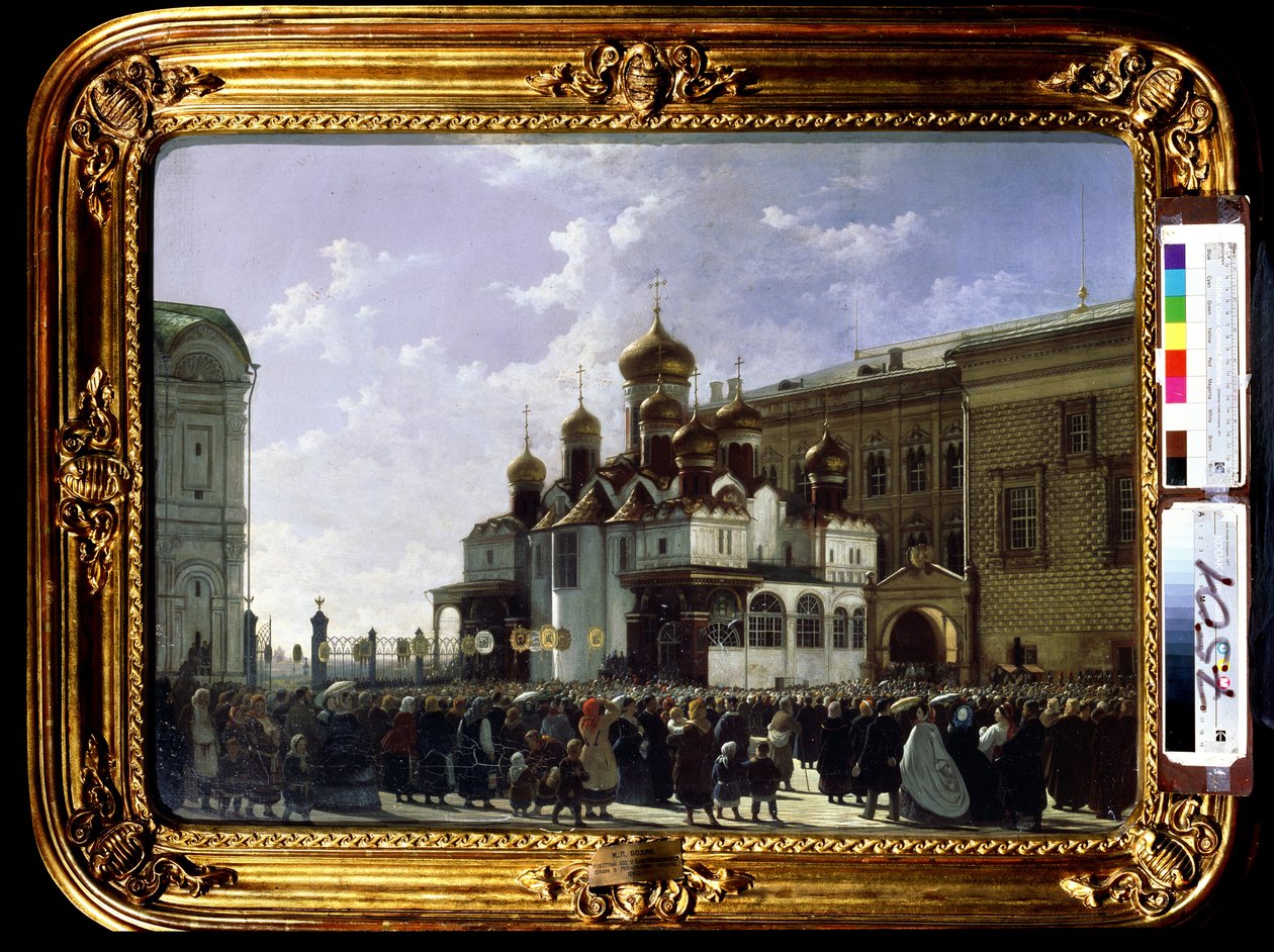 موكب عيد الفصح في كاتدرائية ماريا البشارة في موسكو. رسم لكارل بتروفيتش بودري (1812-1894). زيت على قماش ، ٦١ × ٨٥ سم بواسطة كارل فريدريك بتروفيتش بودري