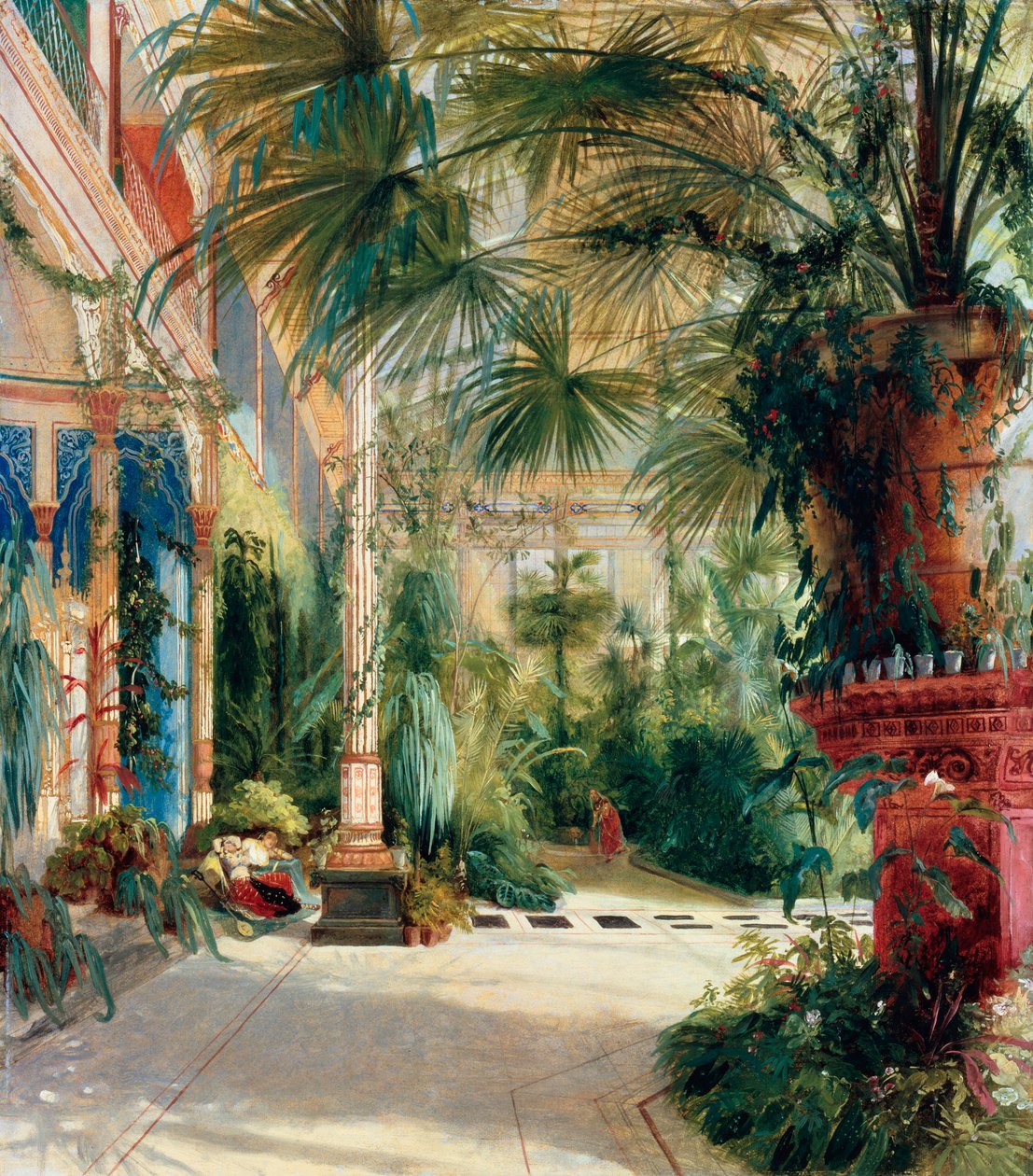 "Serre a palmiers" (داخل بيت النخيل) Peinture de Carl Blechen (1798-1840) زيت على ورق 1832-1833 خافت 64x56 سم Staatliche Museen ، برلين بواسطة كارل بلشين