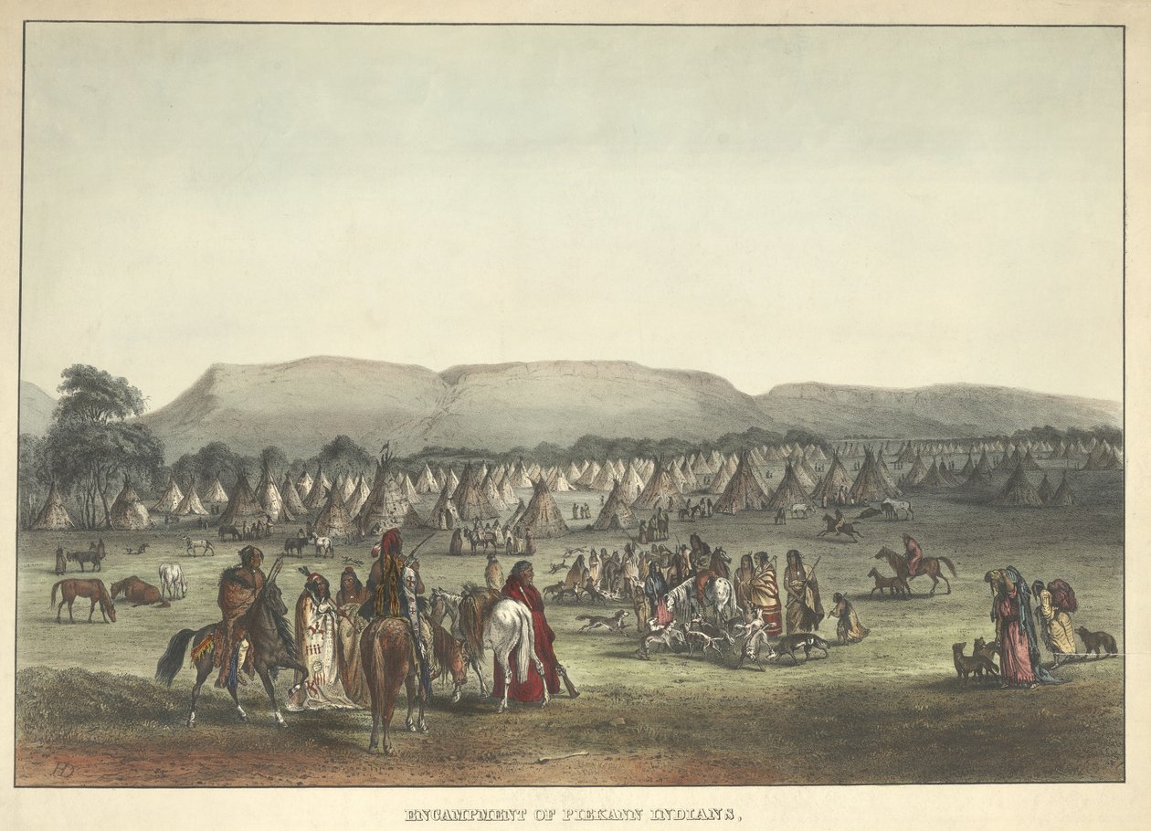 مخيم Piekann الهنود ، حانة. 1842 بواسطة كارل بودمر