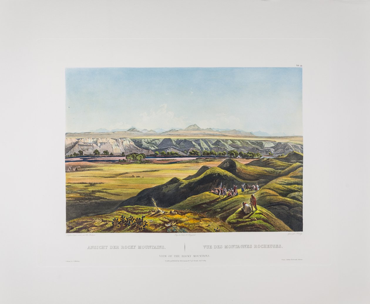 اللوحة 44. منظر لجبال روكي، أمريكا بودمر، حوالي 1836-43 (نقش على لوح نحاسي على الورق) بواسطة كارل بودمر