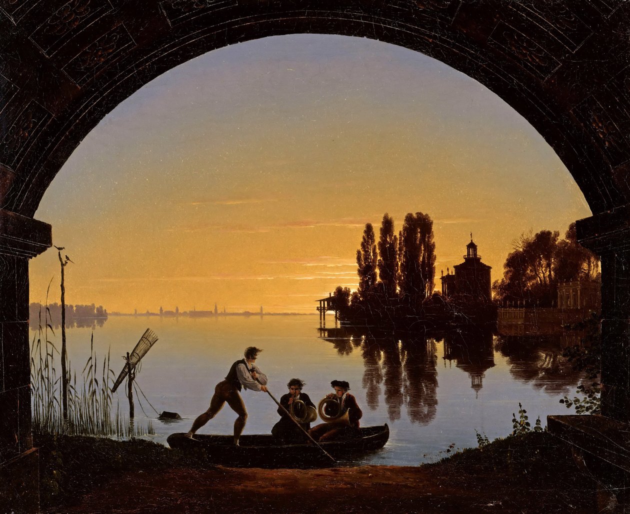 Les rivages de la Spree pres de Stralau ضفاف سبري بالقرب من Stralau - كارل فريدريش شينكل (1781-1841). زيت على قماش بواسطة كارل فريدريش شينكل