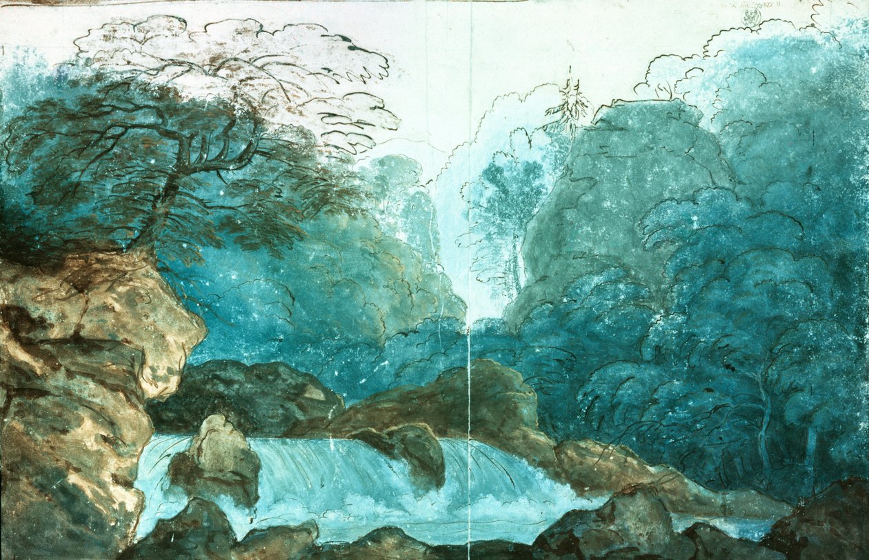شلال في الخشب ، تصميم مجموعة لإنتاج Undine ، (مرحاض على ورق) بواسطة كارل فريدريش شينكل