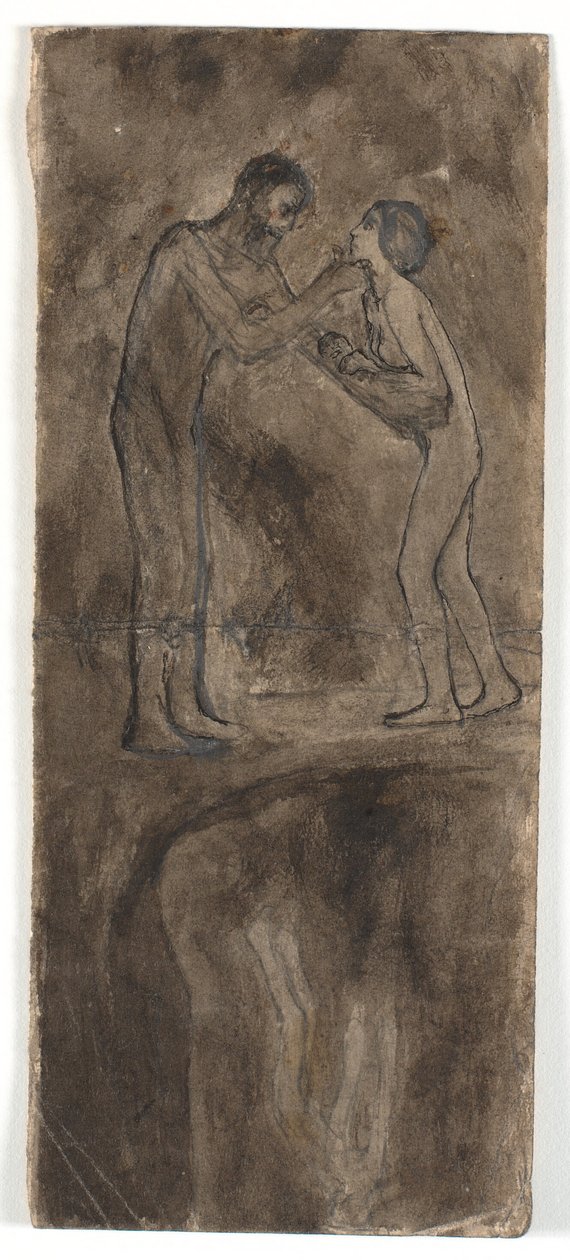 رسم التكوين ، عارية رجل وامرأة مع الطفل. في الحافة السفلية ، رأسًا على عقب ، شخصية عارية بواسطة كارل إيزاكسون