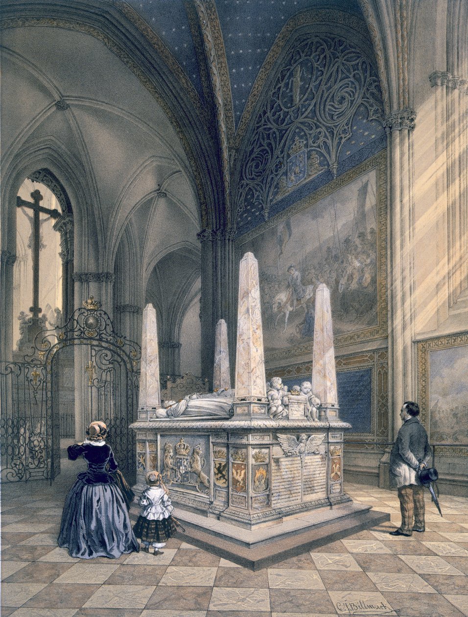 قبر جوستاف الأول في كاتدرائية أوبسالا ، حانة. c1853-64. بواسطة كارل جوهان بيلمارك
