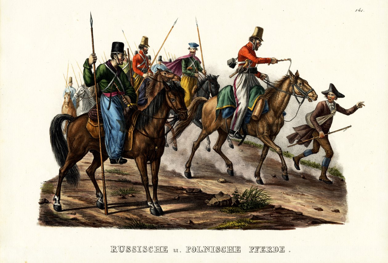 الخيول الروسية والبولندية ، 1824 بواسطة كارل جوزيف برودمان