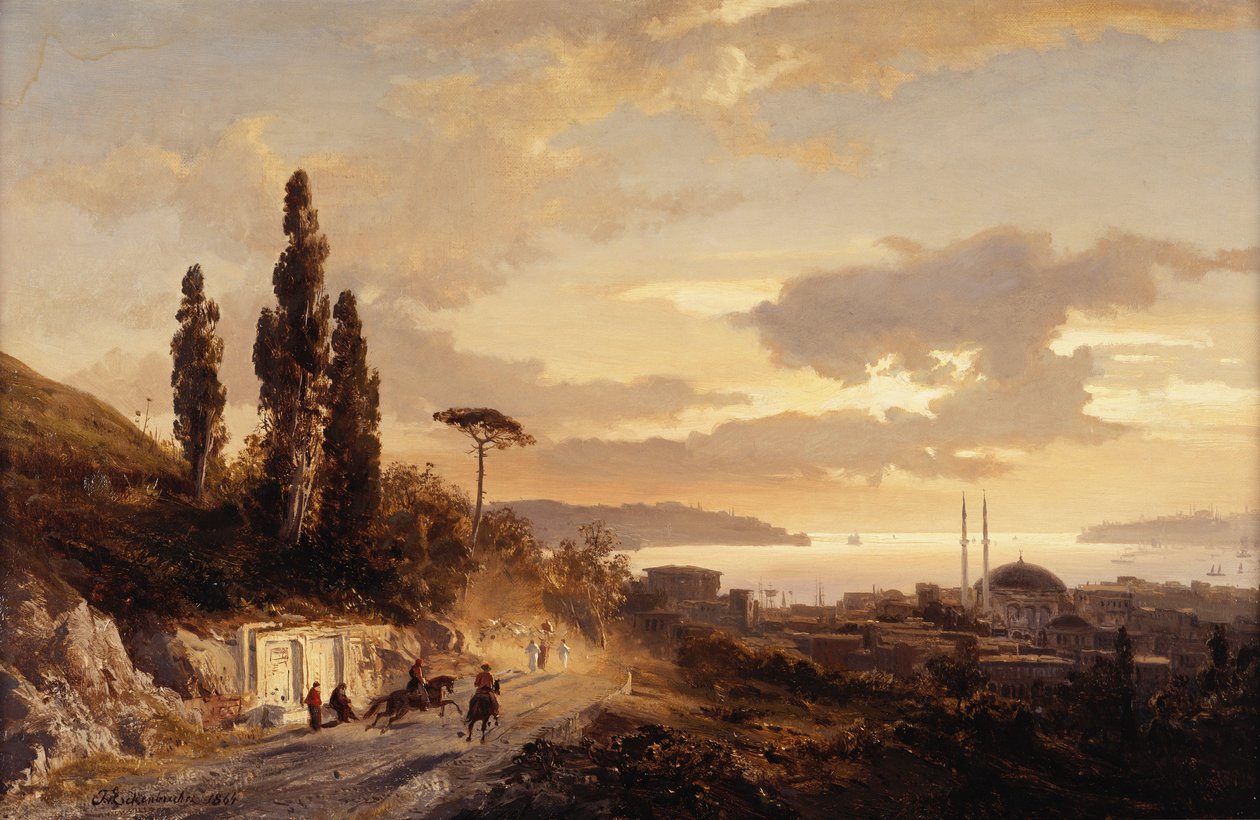 منظر للقسطنطينية والبوسفور من الجانب الآسيوي ، 1864 بواسطة كارل بول Themistocles من Eckenbrecher