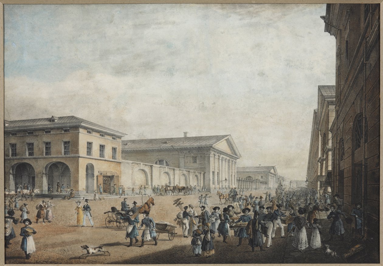 منظر لشارع Sadovaya في سانت بطرسبرغ - Karl Petrovich Beggrov (1799-1875). طباعة حجرية ، ألوان مائية بواسطة كارل بافلوفيتش بيغروف