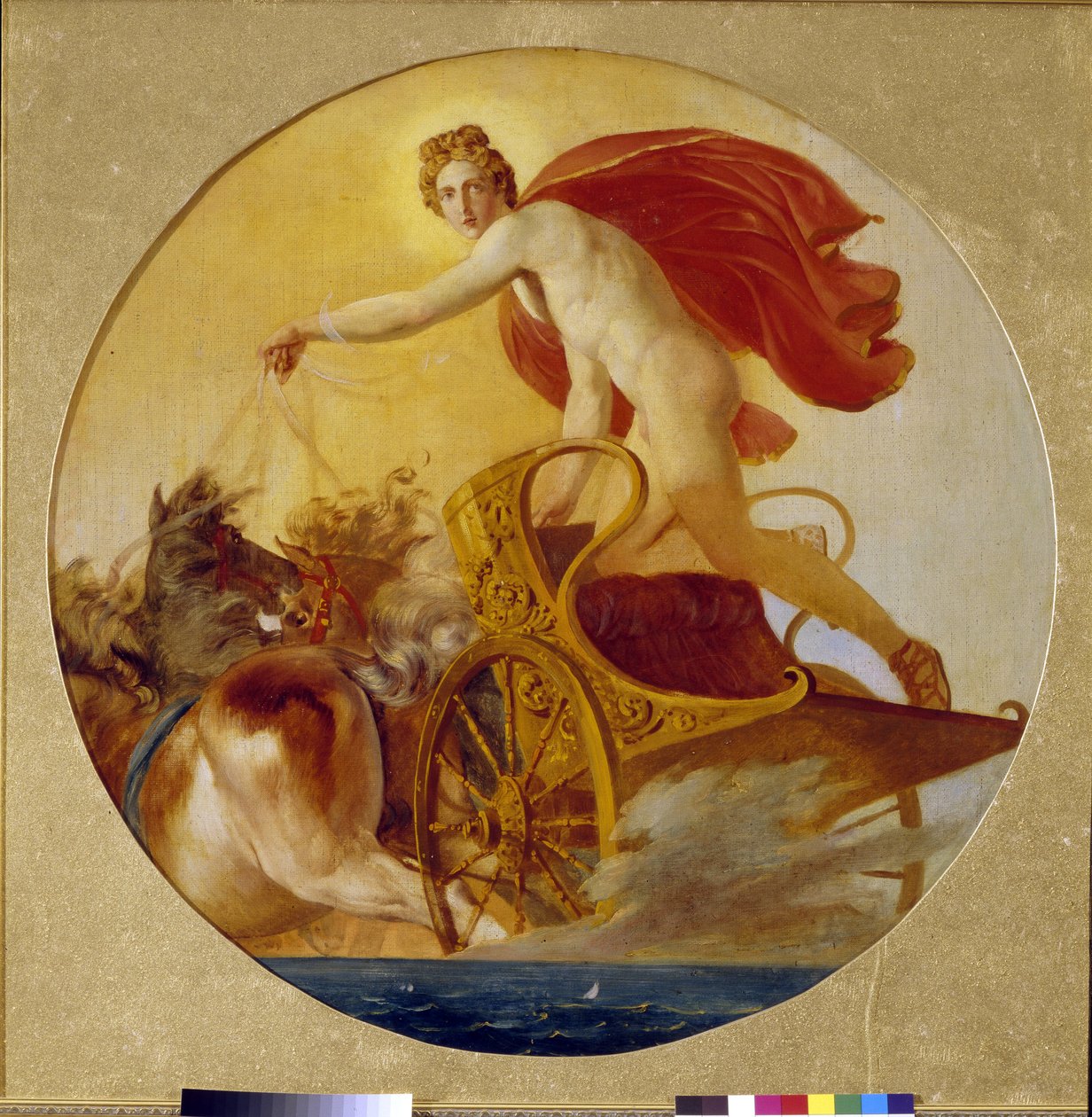 Phoebus يقود عربة الشمس (Phoebus يقود خيول الشمس). لوحة لكارل بافلوفيتش بريولوف (بريولوف) (1499-1852) ، زيت على قماش. الفن الروسي في القرن التاسع عشر ، الرومانسية. متحف الدولة الروسية ، سانت بطرسبرغ. بواسطة كارل بافلوفيتش بريولوف