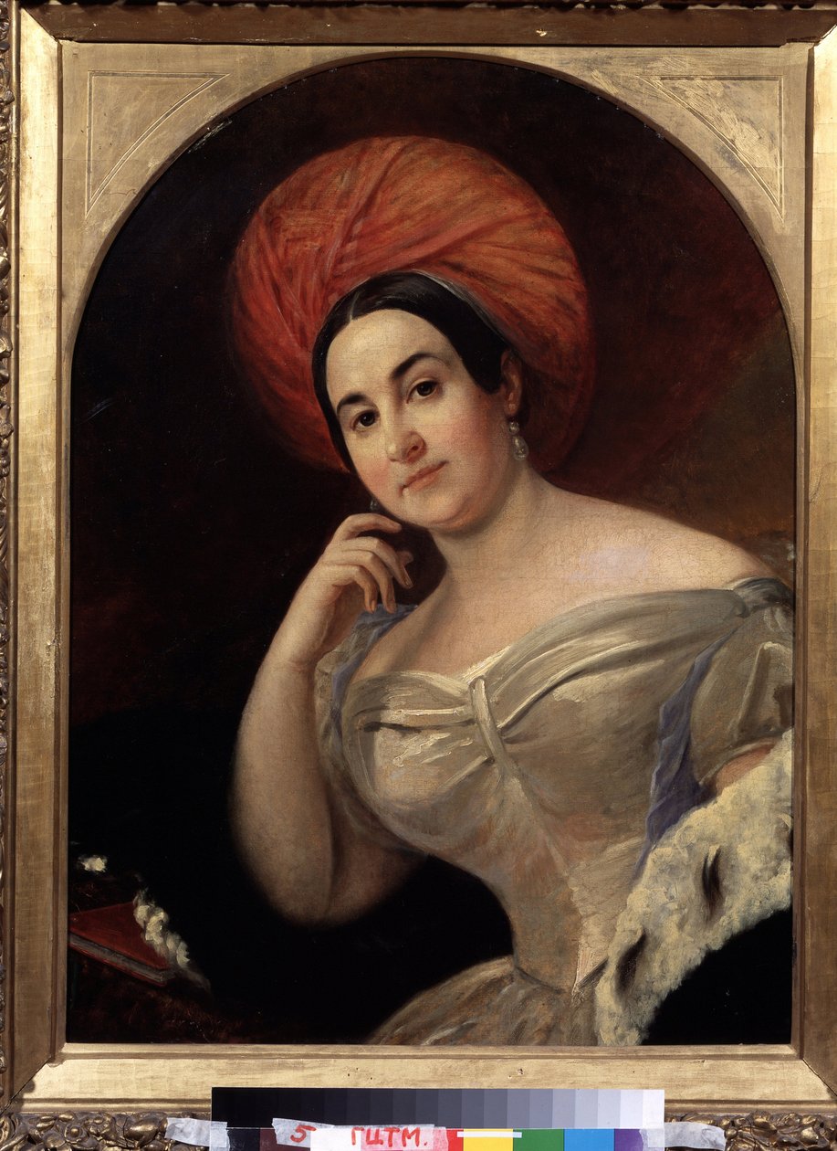 ""صورة للكوميدي إيكاترينا سيميونوفا (1786-1849)"" لوحة لكارل بافلوفيتش بريولوف (بريولوف) (1799-1852) متحف مسرح الدولة المركزي أ. بخروشين، موسكو بواسطة كارل بافلوفيتش بريولوف