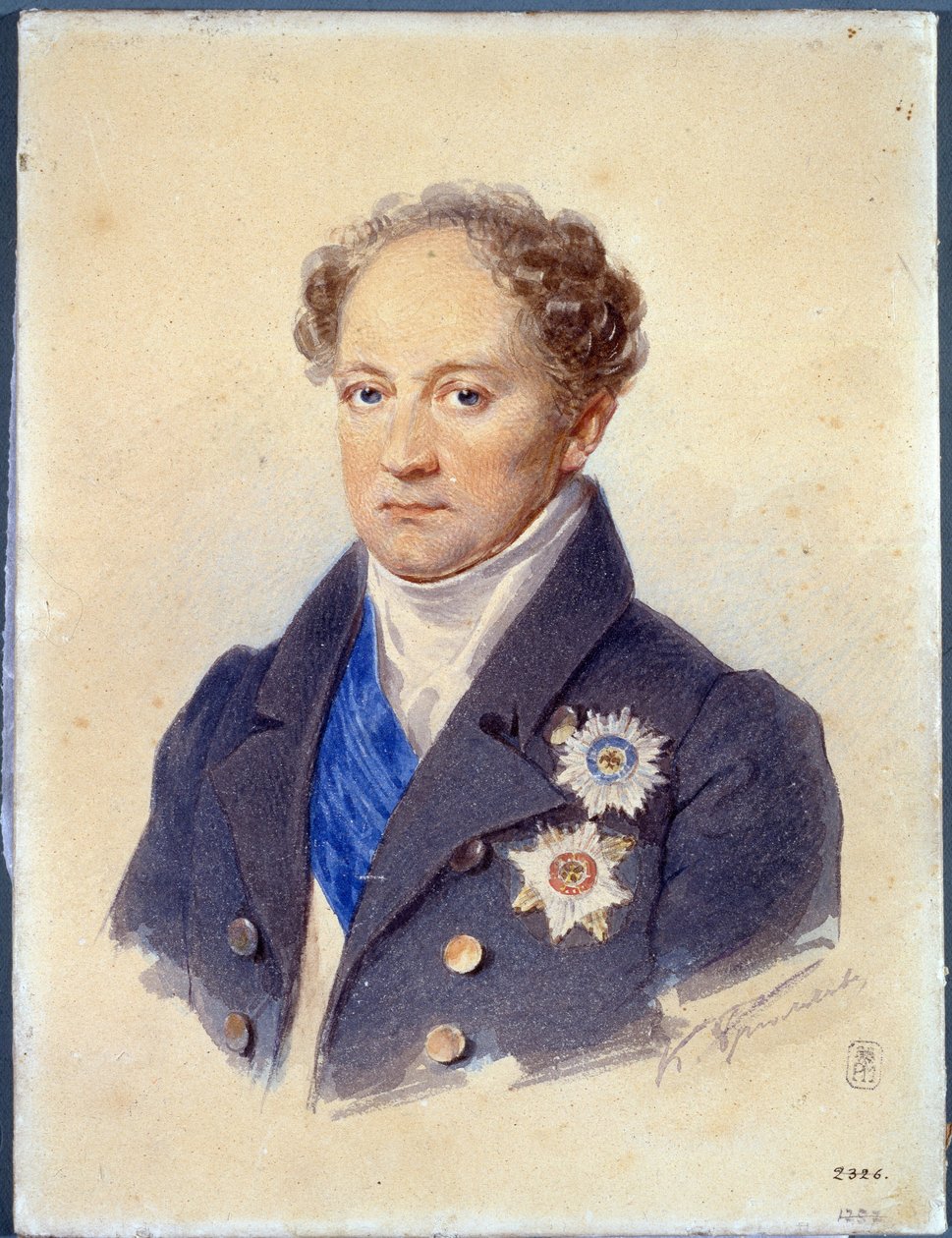 صورة للأمير الكسندر نيكولايفيتش جوليتسين (1773-1844). عمل كارل بافلوفيتش بريولوف (بريولوف) (1799-1852) ، لوحة مائية على ورق ، حوالي 1830. الفن الروسي بواسطة كارل بافلوفيتش بريولوف