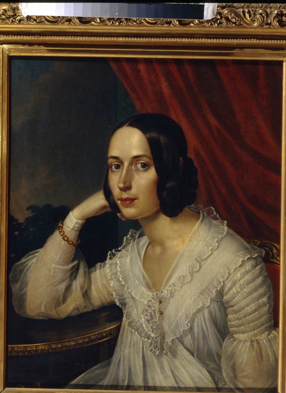 صورة ناتاليا ألكسيفنا توشكوفا أوغاريفا (1829-1913) (صورة إن إيه توشكوفا أوغاريفا). Peinture de Karl Reichel (1788-1857)، زيت على قماش 1842. الفن الروسي بواسطة كارل ريشيل