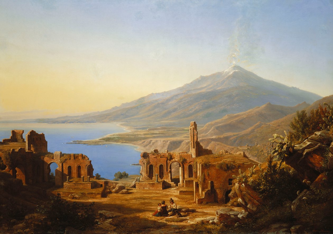 المسرح اليوناني ، تاورمينا ، مع إتنا بعد ذلك ، 1852 بواسطة كارل روبرت كومر