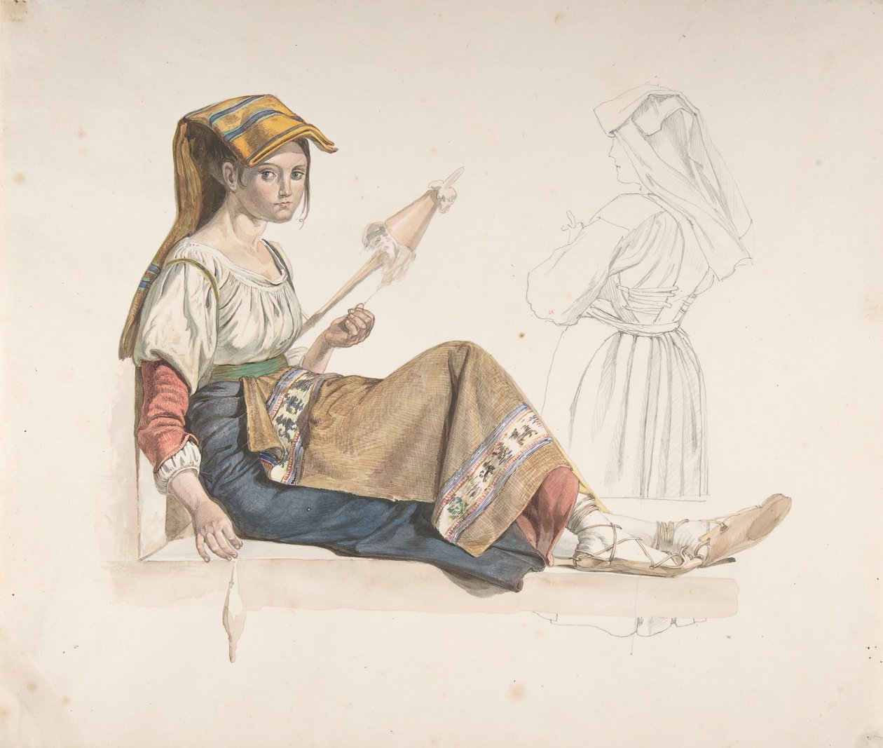 وجه امرأة من نابولي ، دراسة لصفحة داخلية ، أواخر القرنين الثامن عشر والتاسع عشر. بواسطة كارل فيلهلم فرايهير فون هايدك