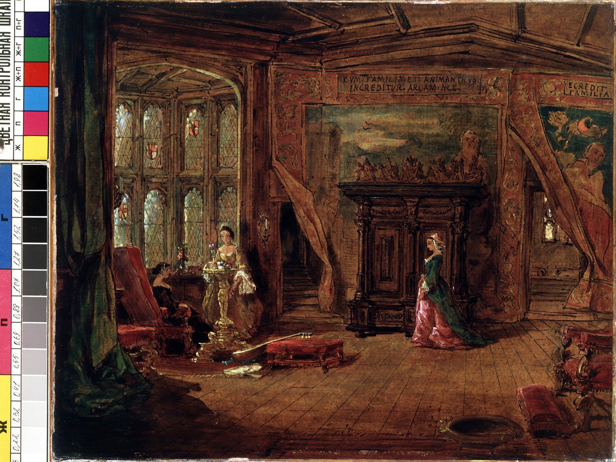 المشهد الداخلي. رسم كارل زيمرمان (1796-1820). زيت على قماش ، 37.7 × 56 سم. الفن الألماني في القرن التاسع عشر. متحف الدولة MK Ciurlionis للفنون ، كاوناس (ليتوانيا). بواسطة كارل زيمرمان