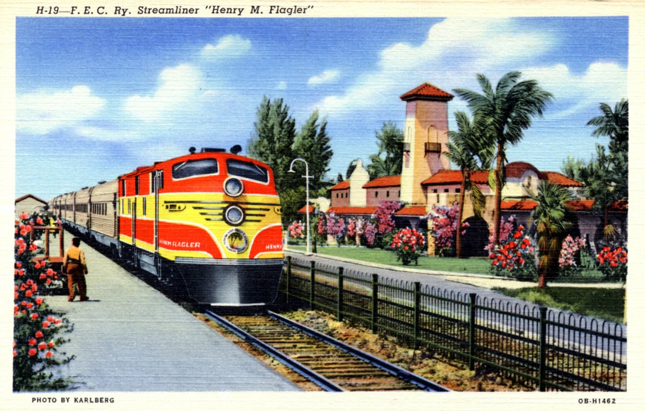 قطار FEC للسكك الحديدية المتدفقة Henry M Flagler ، فلوريدا ، 1940 بواسطة كارلبرغ
