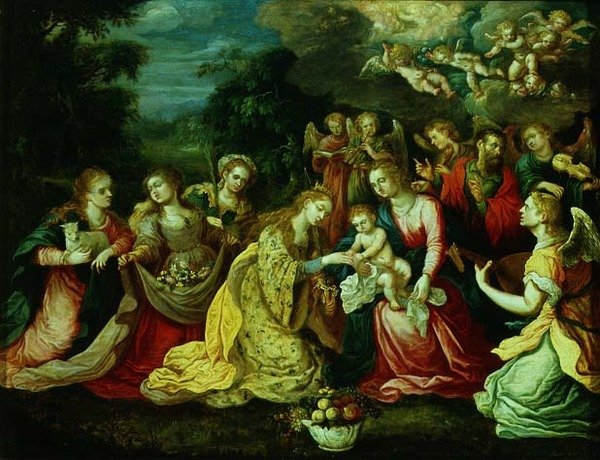 الزواج الصوفي من سانت كاترين بواسطة Kasper أو Gaspar van den (Attr. To) Hoecke