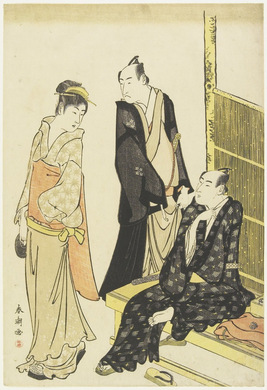 Ichikawa Monnosuke II ، Onoe Matsusuke في مقهى ، ج .1780-1795 بواسطة كاتسوكاوا شونتشو
