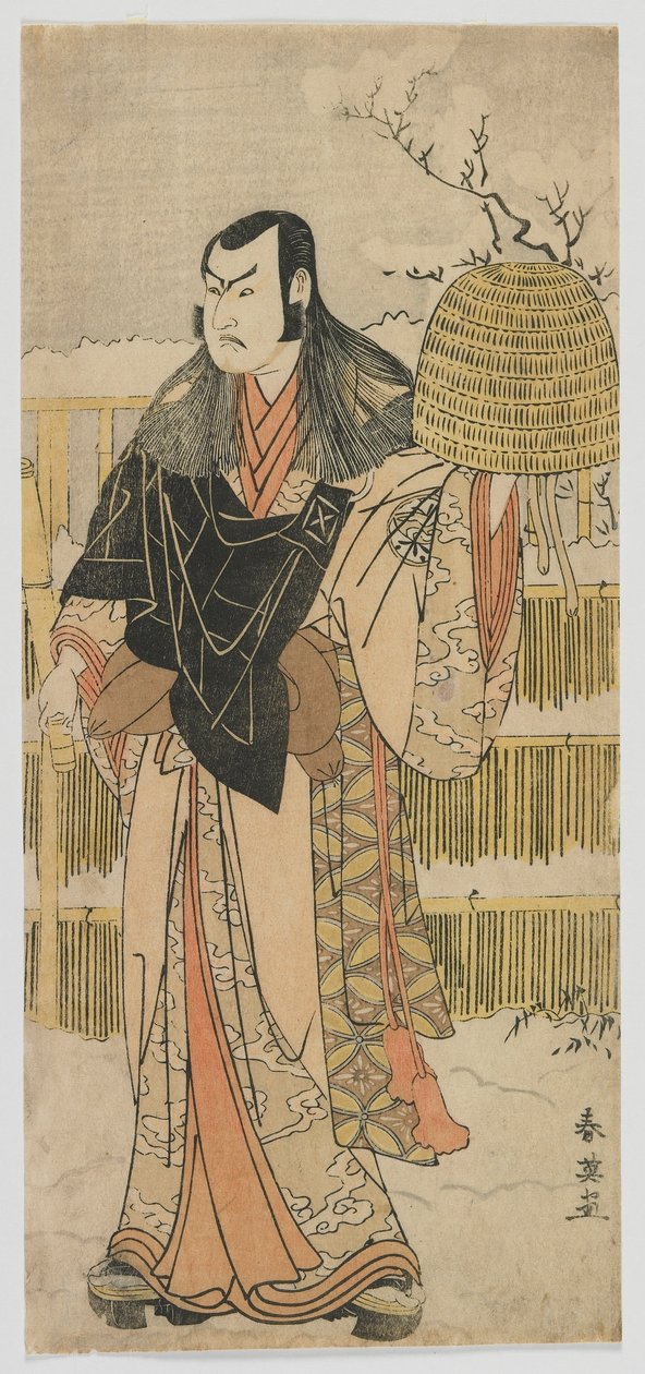 ممثل كابوكي ناكامورا جوزو الثاني مثل Kakokawa Honzo في Act Nine of &39;Chushingura&39; ، فترة إيدو ، أواخر عام 1780 (طباعة لوح خشبي ملون) بواسطة Katsukawa شون بيضة