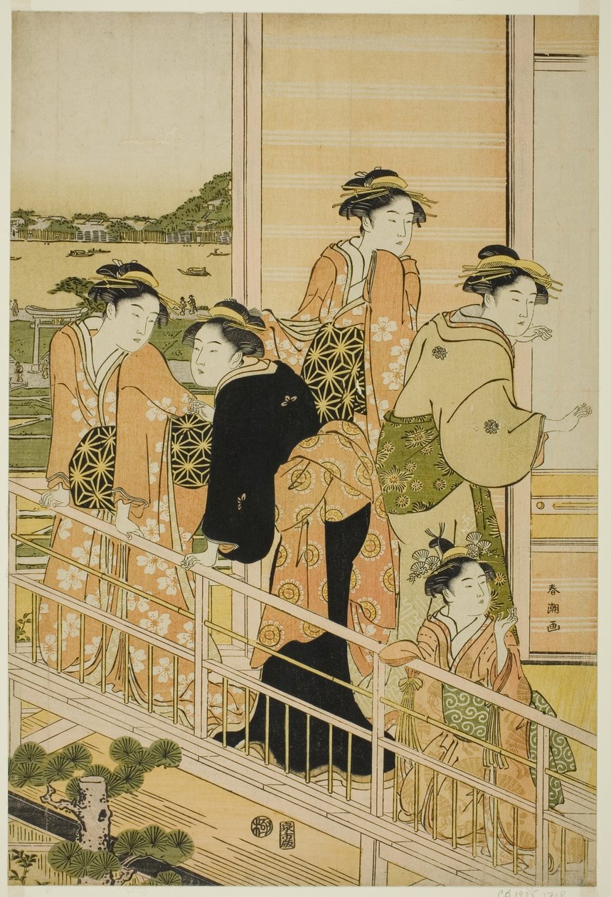 نساء على شرفة مقهى Yoshiwara بواسطة كاتسوكاوا شونتشو
