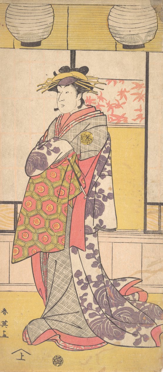ناكاياما تاتيزو كرجل مومس يقف ، متجهًا نحو اليسار ، كاليفورنيا. 1792-93. بواسطة كاتسوكاوا شوني