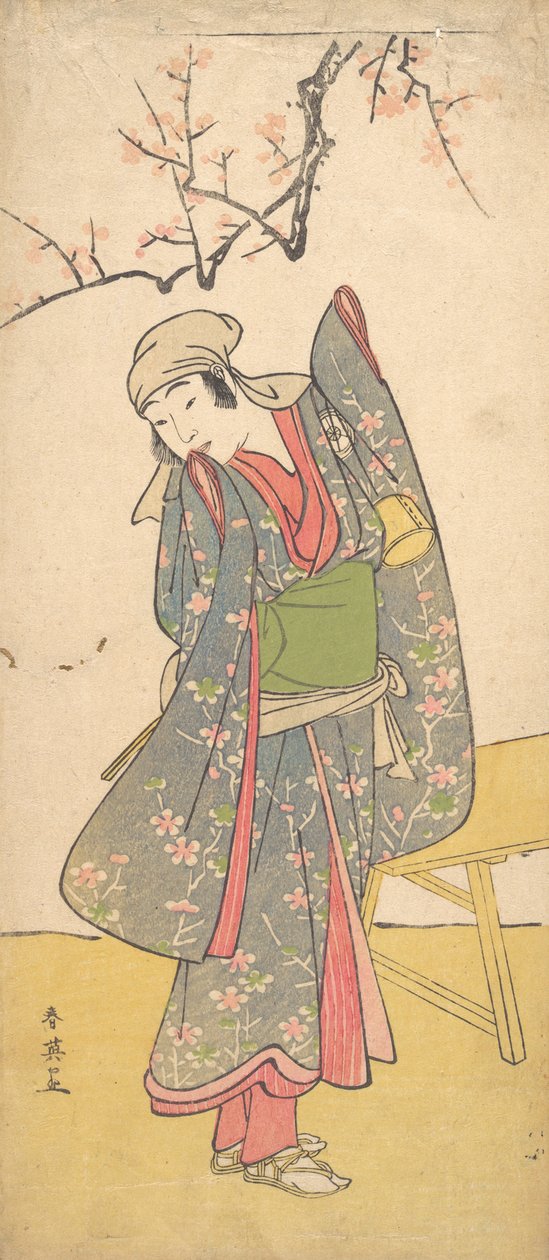 إيواي هانشيرو الرابع كفتاة صغيرة تقف بجانب مقعد خشبي ، كاليفورنيا. 1790 بواسطة كاتسوكاوا شوني