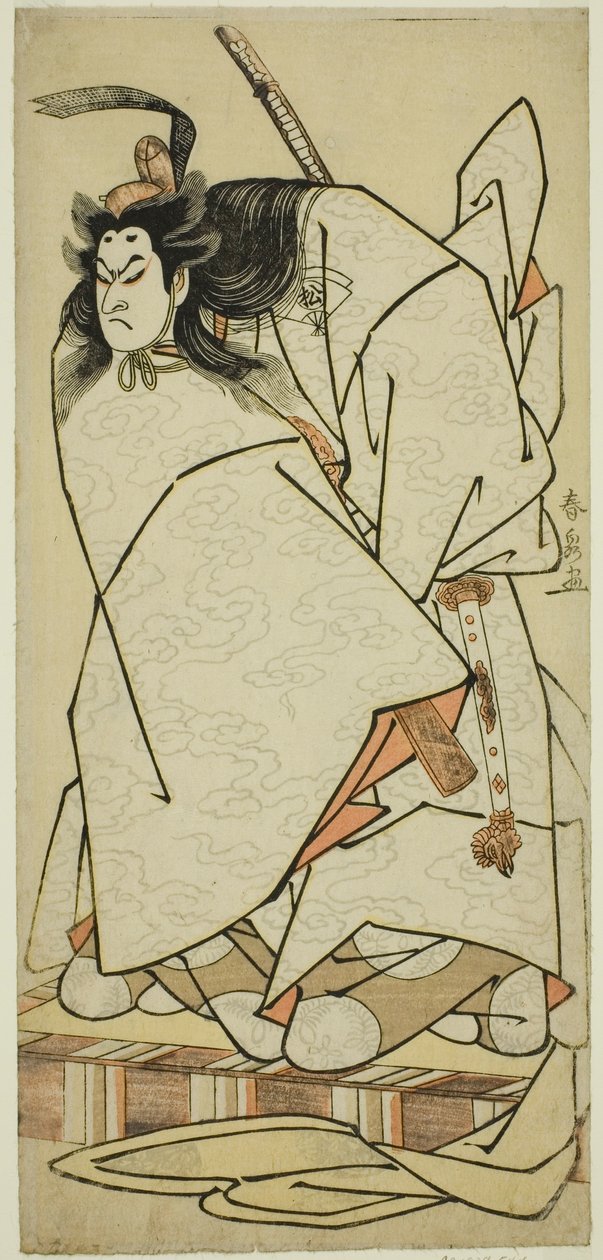 الممثل Onoe Matsusuke I بدور Ashikaga Takauji في مسرحية Kumoi no Hana Yoshino no Wakamusha ، تم تقديمه في مسرح ناكامورا في الشهر الحادي عشر ، 1786 بواسطة كاتسوكاوا شونسن