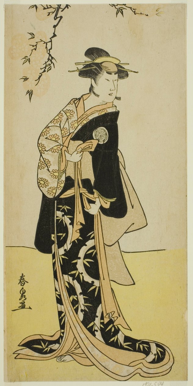 الممثل Yamashita Mangiku I بدور Lady Yuya (Yuya Gozen) (؟) في مسرحية Heike Hyobanki (؟) ، تم عرضها في مسرح Nakamura (؟) في الشهر السابع ، 1789 (؟) بواسطة كاتسوكاوا شونسن
