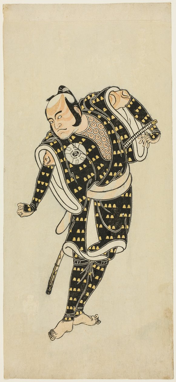الممثل باندو ماتارو الرابع في دور جيمباتشيبيو في "Snowflakes: Plum Blossoms Kaomise" ("Mutsu no hana ume no kaomise") بواسطة كاتسوكاوا شونشو