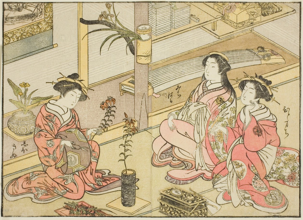 المحظيات من Kadotsutaya ، من كتاب "مرآة النساء الجميلات في أماكن المتعة (Seiro bijin awase sugata kagami)" المجلد. 1 بواسطة كاتسوكاوا شونشو