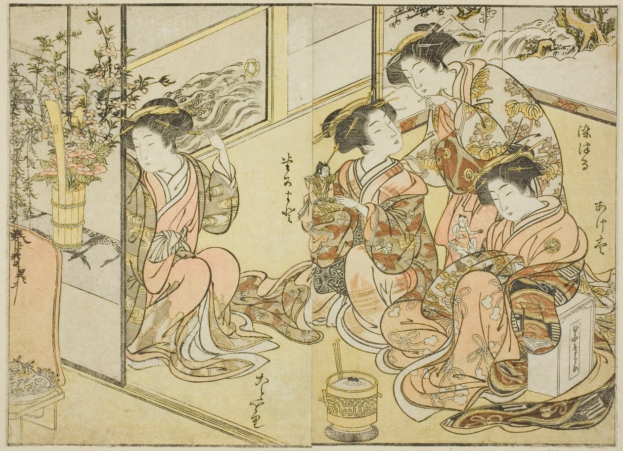 المحظيات من ماتسونيا ، من كتاب "مرآة النساء الجميلات في أحياء المتعة (Seiro bijin awase sugata kagami)" المجلد. 1 بواسطة كاتسوكاوا شونشو