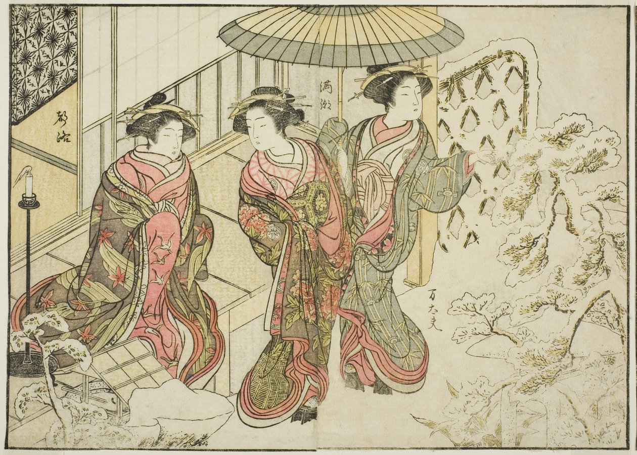 المحظيات من Nakaomiya ، من كتاب "مرآة النساء الجميلات في أحياء المتعة (Seiro bijin awase sugata kagami)" المجلد. 2 بواسطة كاتسوكاوا شونشو