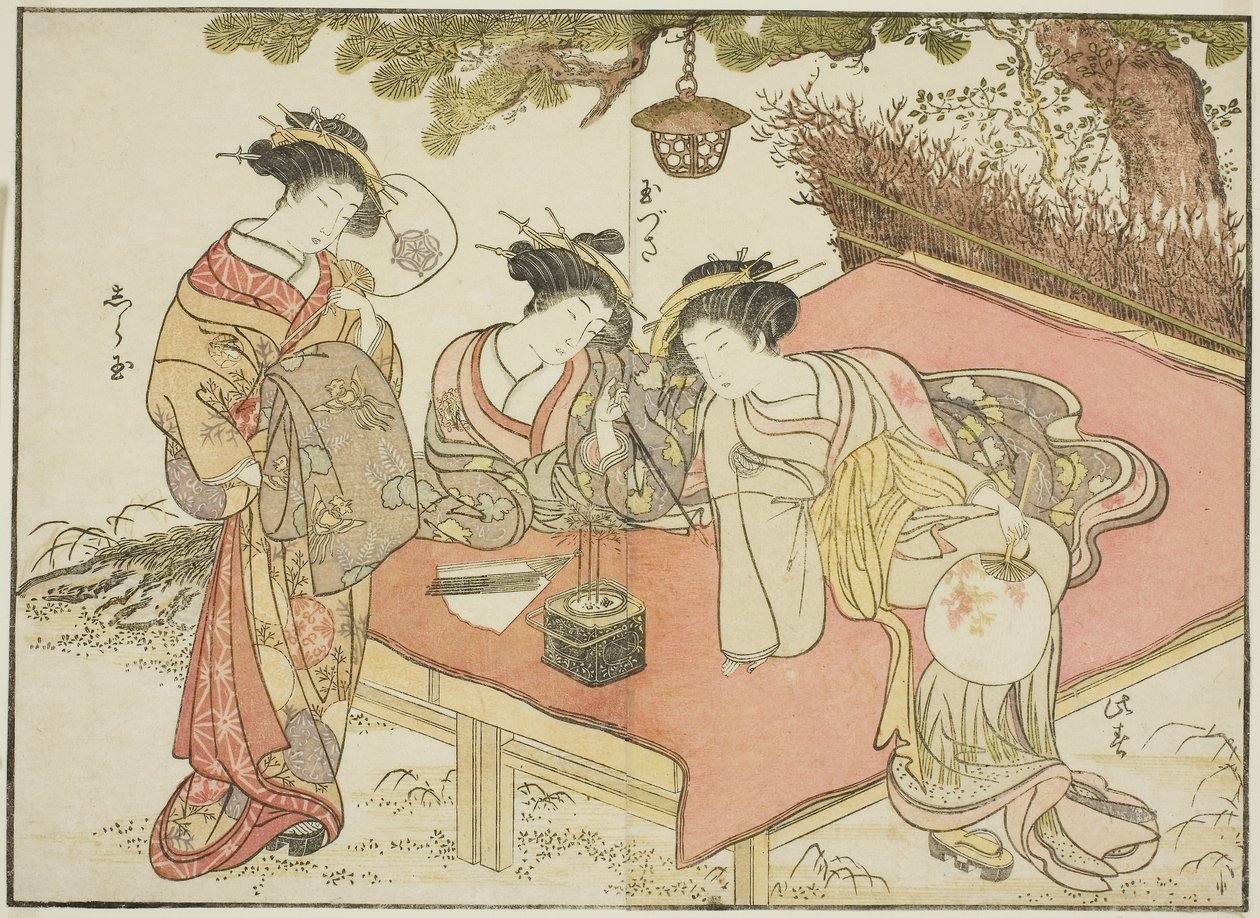 المحظيات من Yadaya ، من كتاب "مرآة النساء الجميلات في أحياء المتعة (Seiro bijin awase sugata kagami) بواسطة كاتسوكاوا شونشو