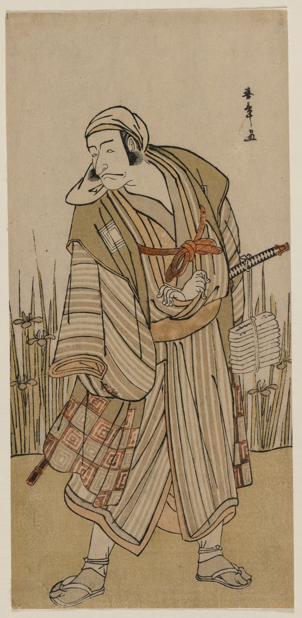 Ichikawa Danjuro V كمسافر بجانب مجموعة من القزحية ، ج .1780. بواسطة كاتسوكاوا شونشو
