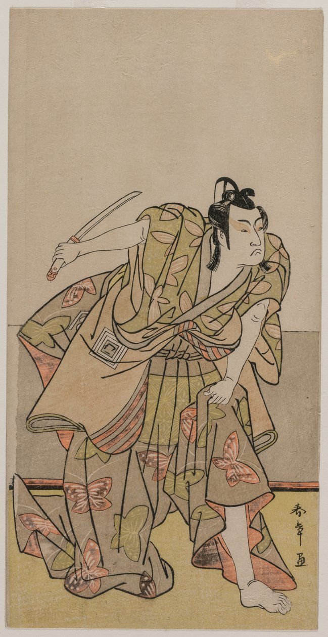 Ichikawa Monnosuke II في دور Soga no Goro ، ج. أواخر 1770s. بواسطة كاتسوكاوا شونشو