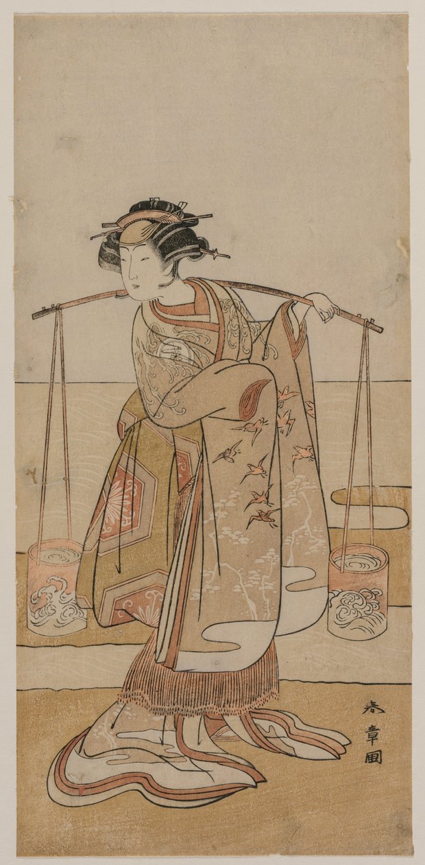Iwai Hanshiro IV مثل Murasame أو Matsukaze ، منتصف 1770s. بواسطة كاتسوكاوا شونشو