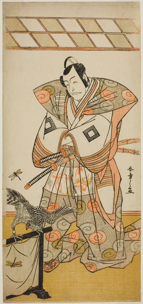 الممثل Ichikawa Danjuro V في دور Ashikaga Takauji في مسرحية Kaeribana Eiyu Taiheiki ، تم تقديمه في مسرح ناكامورا في الشهر الحادي عشر ، 1779 بواسطة كاتسوكاوا شونشو